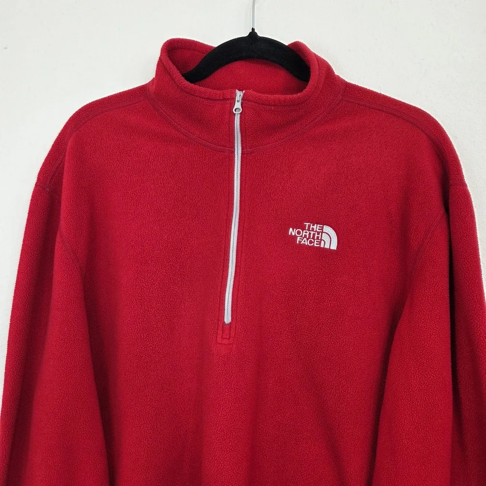 The‎ North Face Fleece Mens XL Red Quarter Zip TKA 100 Pullover Fair